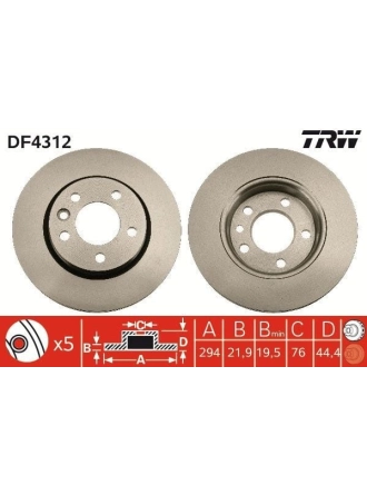 TRW DF4312 | Disk Arka 03-T.Porter T5 | 1 Adet