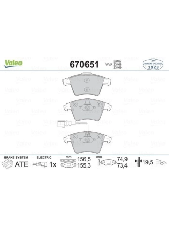 VALEO 670651 | Fren Balata Ön 03-T.Porter T.5 + Fs