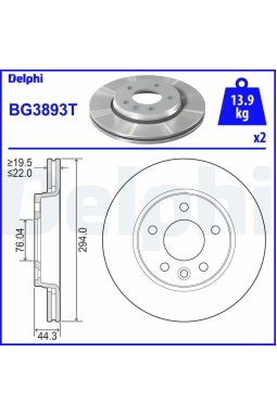 DELPHI BG3893T | Disk Arka 03-T.Porter T5 | 1 Adet