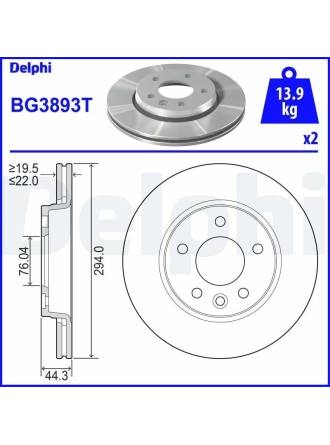 DELPHI BG3893T | Disk Arka 03-T.Porter T5 | 1 Adet