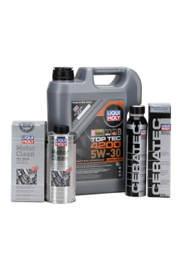 LIQUI MOLY 5W-30 Motor Yağı Tam Sentetik Top Tec 4200 5 Litre (8973) + Motor Temizleme (1019) + Ceratec Katkı Kiti (7181)
