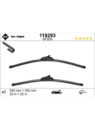 VALEO 119293 | Silecek Süpürgesi Muz Tip (X2) 550 / 550 Spoılerlı Land Rover Discovery III IV Range Rover Sport Kangoo 08 -