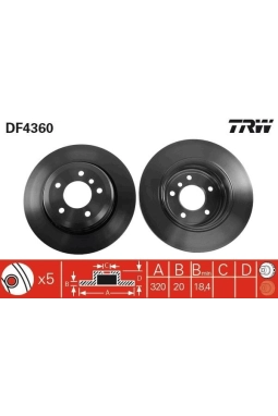 TRW DF4360 | Fren Diski Arka 5 (E60) 01-10520 İ 530 İ 530 D 525 İ 525 D 523 İ 525 İ 520 D 530 D 525 D 520 D 525 İ 523 İ 525 D 530 D 520 D 520 İ 520 İ 523 İ 530 İ 5 Touring (E61) 04-10525 İ BMW 5 03-E60 Havalı 320mm