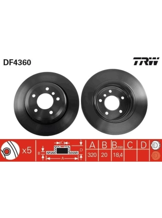 TRW DF4360 | Fren Diski Arka 5 (E60) 01-10520 İ 530 İ 530 D 525 İ 525 D 523 İ 525 İ 520 D 530 D 525 D 520 D 525 İ 523 İ 525 D 530 D 520 D 520 İ 520 İ 523 İ 530 İ 5 Touring (E61) 04-10525 İ BMW 5 03-E60 Havalı 320mm