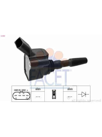 FACET 9.6499 | Ateşleme Bobini A1 A3 Q3 Caddy CC Golf VII Jetta Passat Tiguan Alhambra Ibiza Leon Toledo Octavia Rapid Superb Yeti