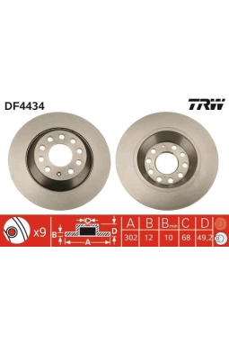TRW DF4434 | Fren Diski Arka A6 C6 (4F2) 04-113.0 TFSI Quattro 3.2 FSI 3.2 FSI 3.2 FSI Quattro 2.0 TDI 4.2 Quattro 3.0 TDI Quattro 3.0 TDI Quattro 2.7 TDI 2.7 TDI 2.7 TDI Quattro 2.0 TFSI 2.0 TDI 2.7 TDI Quattro 3.0 TDI Quattro 2.8 FSI 3.0 Quattro 2.