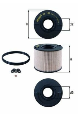 MAHLE KX192D | Mazot Filtresi Touareg (7La, 7L6, 7L7) 02-103.0 V6 TDI Touareg 06-/ Q7 (4Lb) 06-153.0 TDI Quattro 3.0 TDI Quattro 4.2 TDI Quattro Q7 / Cayenne 3.0 V6 TDI 3.0 TDI 4.2Tdı