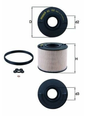 MAHLE KX192D | Mazot Filtresi Touareg (7La, 7L6, 7L7) 02-103.0 V6 TDI Touareg 06-/ Q7 (4Lb) 06-153.0 TDI Quattro 3.0 TDI Quattro 4.2 TDI Quattro Q7 / Cayenne 3.0 V6 TDI 3.0 TDI 4.2Tdı