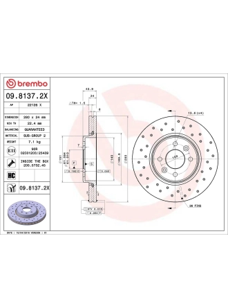BREMBO 09.8137.2X | Fren Diski Ön Büyük Hava Kanallı Clio V 1.3 H5h 1.5 K9k Scenic I 1.6 K9k Kaplamalı Delikli 1 Adet Fiyat