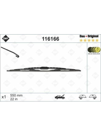 VALEO 116166 | Silecek Süpürgesi (X1) / (Adet) Berlingo Partner < 08 Boxer Jumper Ducato < 06 P206 P306 Xsara P406 Sprinter VW Lt (St) Transit T12 T15 91-00 Mondeo III 00-07 Fiesta IV 01-08 Fusion 01-12 Focus 98-04 Ölçü: Boy: 550mm (Swf)
