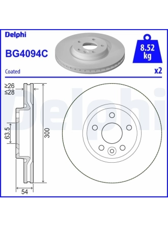 DELPHI BG4094C | Ön Fren Aynası Dıskı Mondeo IV S Max Galaxy 1,6Tı / 1,6Tdcı / 1.8 TDCI / 2.0 / 2,0Tdcı / 2,2 TDCI / 2,3Tdcı / 2.5 07 / Freelander 2 06-14 Evoque 12-18 /-Volvo S60 II 10 /-S80 II V70 III Xc70 II 06 /-Hava Soğutmalı (Dıslı Q13,7mm)