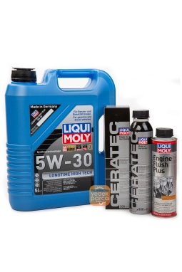 LIQUI MOLY 5W-30 Motor Yağı DPF`li Sentetik LONGTIME HIGH TECH 5 Litre ( 9507 ) + Ceratec ( 7181 ) + Engine Flush Plus ( 2657 ) Katkı Kiti