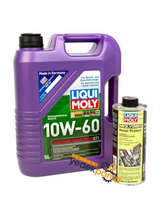 LIQUI MOLY 10W-60 Motor Yağı Synthoil Race Tech GT1 5 Litre (8909) + Molygen Motor Protect 500 ml ( 1015 ) Performance Kiti