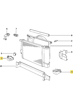 Yyo Bmw E36-Z3 Radyatör Alt Braket Sağ Sol Radyatör Tutucu Takım 17111723338 17111723339 17111723337