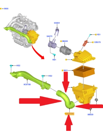 Yyo Ford Courier Hava Filtre Borusu Jt769C676Ba Hava Filtre Dirseği