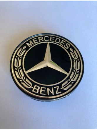 Yyo Mercedes-Benz Jant Göbeği 70MM-75MM (Siyah Zemin - Siyah Çerçeve) Yeni Model