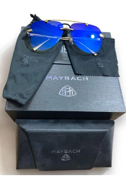 Yyo Maybach Desing Altın Sarı Mavi Krom Erkek Güneş Gözlüğü Tam Set