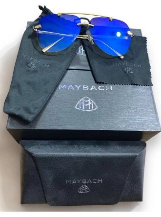 Yyo Maybach Desing Altın Sarı Mavi Krom Erkek Güneş Gözlüğü Tam Set