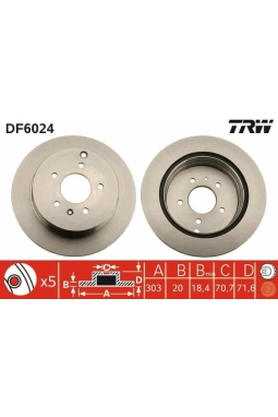 TRW DF6024 | Arka Fren Aynası Havalı 303mm Captiva Antara 06 -