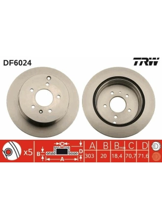 TRW DF6024 | Arka Fren Aynası Havalı 303mm Captiva Antara 06 -
