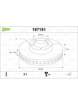 VALEO 197191 | Arka Fren Aynası Havalı 303mm Captiva Antara 06 -