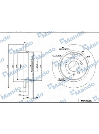 MANDO MBC030181 | Arka Fren Aynası Havalı 303mm Captiva Antara 06 >