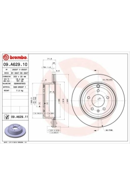 BREMBO 09.A629.10 | Fren Diski Arka Havalı (303-5)-(Chevrolet Captiva 07 / 12 / Opel Antara 07 / 12) | 2 Adet