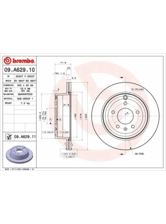 BREMBO 09.A629.10 | Fren Diski Arka Havalı (303-5)-(Chevrolet Captiva 07 / 12 / Opel Antara 07 / 12) | 2 Adet