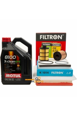 Opel Astra H Filtron 1.3 Dizel Periyodik Bakım Filtre Seti- Motul Efe 4 LT 5W30  (Yağ Filtresi Tırnaklı) Filtron Marka