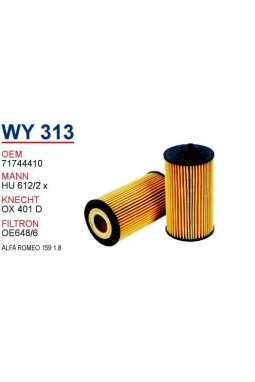 WUNDER WY313 | Opel Astra H 2007-2013 1.6 Benzinli (XER) Yağ Fİltresi