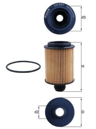 MAHLE OX553D | Yağ Filtresi 10-Doblo-Lna-Brv-Egea-500 1.3-1.6-2.0Mjt Ast.J-Insignia *A13dte-A20dth*