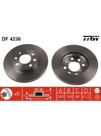 TRW DF4236 | Fren Diski Ön Corsa C 00-1.2 16V Z12xe ABS Li Havalı 240mm