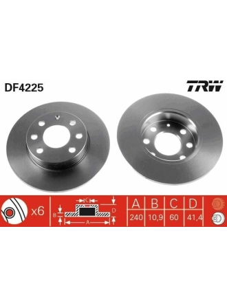 TRW DF4225 | Disk On 01-Corsa.C 1.2 16V *Z12xe* | 1 Adet