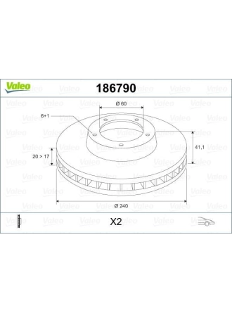 VALEO 186790 | Ön Fren Diski Hava Soğutmalı Corsa C 1,0 1.2 1,7 00 -