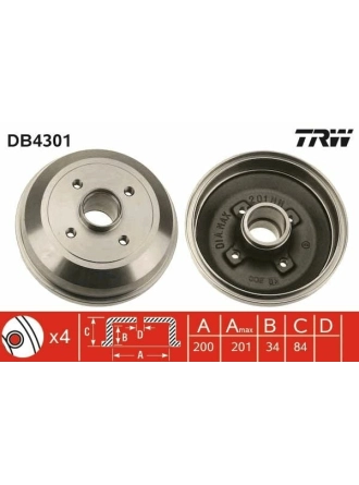 TRW DB4301 | Arka Fren Kampanası Corsa C (ABS Hariç)