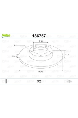VALEO 186757 | Disk On 00-Corsa.C 1.2 12V-ABS *Z12xe* | 1 Adet