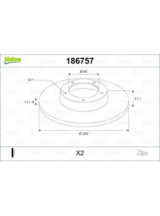 VALEO 186757 | Disk On 00-Corsa.C 1.2 12V-ABS *Z12xe* | 1 Adet