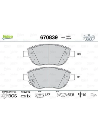 VALEO 670839 | Fren Balata Ön 06-Corsa.D 1.3Mjet 90Hp