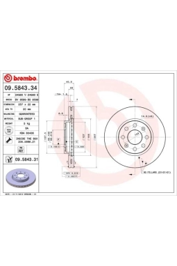 BREMBO 09.5843.34 | Fren Diski Opel Corsa D / E (Küçük Tip) Takım Ön | 2 Adet