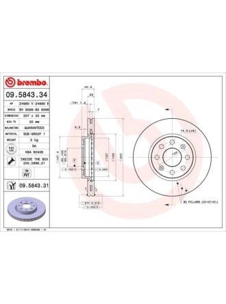 BREMBO 09.5843.34 | Fren Diski Opel Corsa D / E (Küçük Tip) Takım Ön | 2 Adet