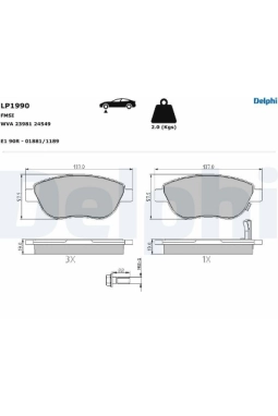 DELPHI LP1990 | Opel Corsa D 1.3 Dizel 90 Beygir Büyük Tip Fren Balatası