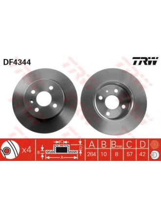 TRW DF4344 | Opel Combo C 4 Bijon Arka Disk Takım