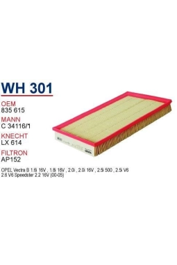 WUNDER WH301 | Opel Vectra B 1.6/1.8/2.0/2.5 Hava Filtresi
