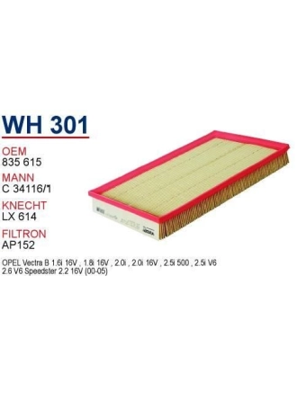 WUNDER WH301 | Opel Vectra B 1.6/1.8/2.0/2.5 Hava Filtresi