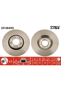 TRW DF4849S | Disk On (Ad) 07-Expert-Scd-Jumpy-C5 1.6Hdi-2.0Hdi Ø304 (Kutu Fıyat Tek) | 2 Adet