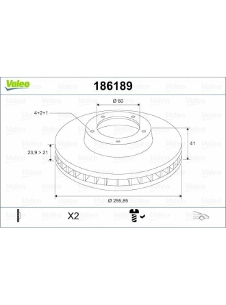 VALEO 186189 | Disk On Ast.F-Vct.A 1.6-2.0 *X16xe* | 1 Adet