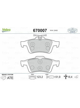 VALEO 670007 | Fren Balata Arka 03-Laguna.II.III-Vct.C-Fcs Yaylı