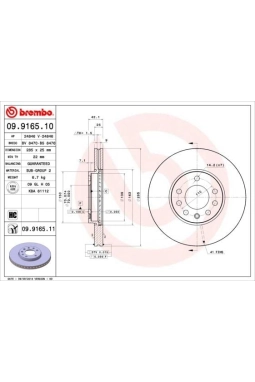 BREMBO 09.9165.10 | Fren Diski Seti Ön Havalandırmalı Vectra C 5 Bijon | 2 Adet