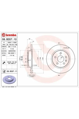 BREMBO 08.B357.11 | Fren Disk Arka Düz 267,5-5 UV Coated (Chevrolet Cruze 09-10 / Opel Astra J 09 -) | 2 Adet