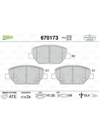 VALEO 670173 | Fren Balata Ön 17-Insignia.B 17Jant
